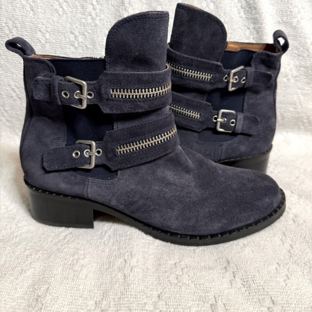 Gentle Souls Navy Suede Combat Boots